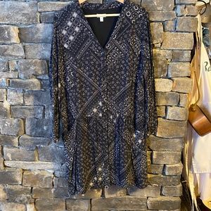 Garnet hill black paisley long sleeve tunic